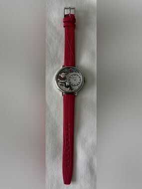 ⌚️$8 Geneva Santa Claus 3D Quartz with Red Leather Strap Watch